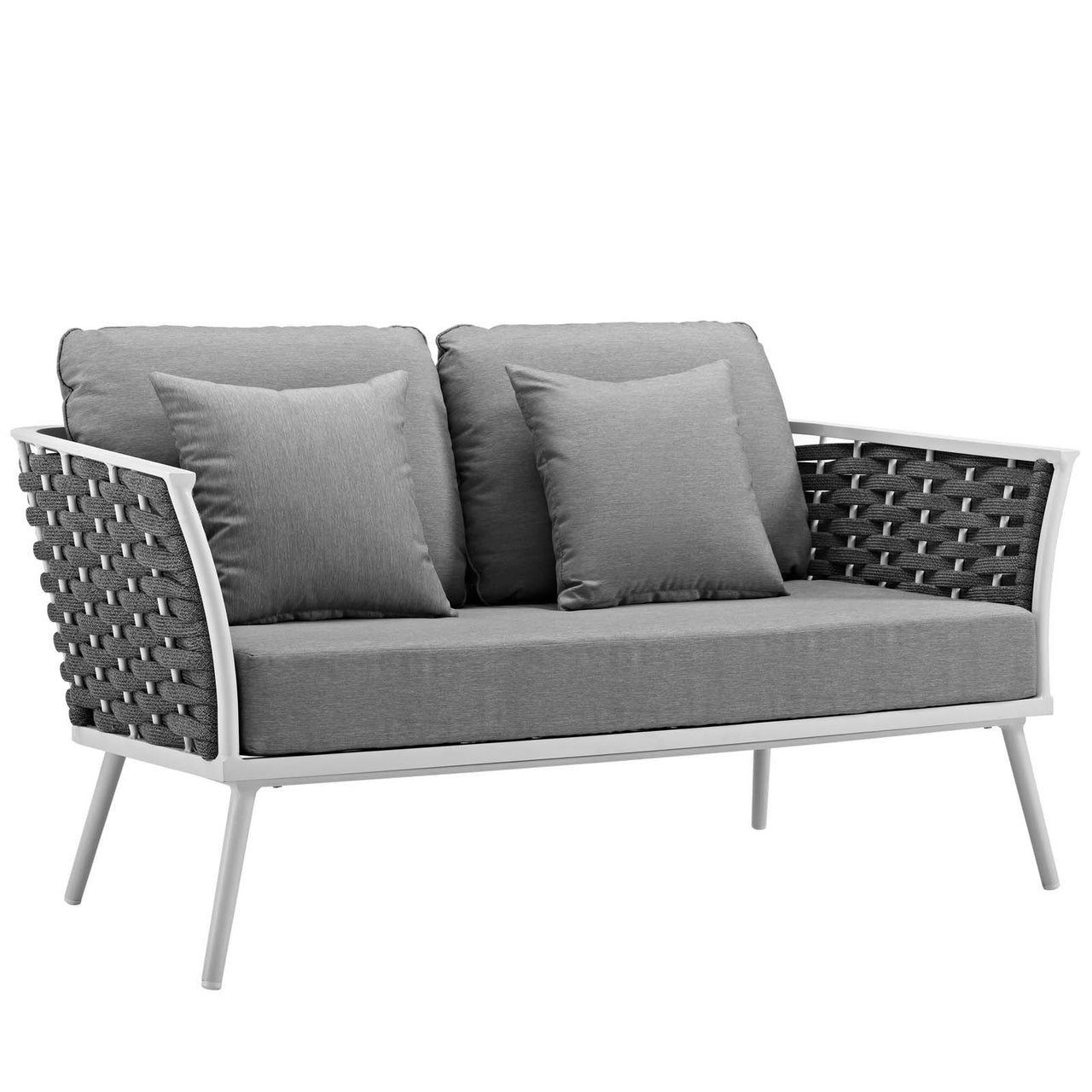 Stellan 2-Piece Alfresco Sectional Sofa Set, White & Gray