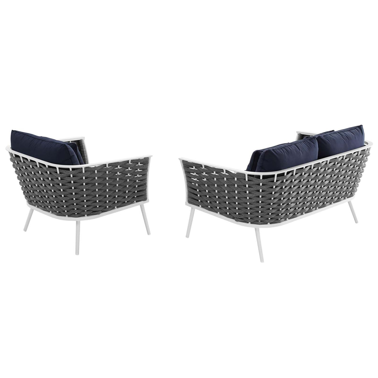 Stellan 2-Piece Alfresco Sectional Sofa Set, White & Navy