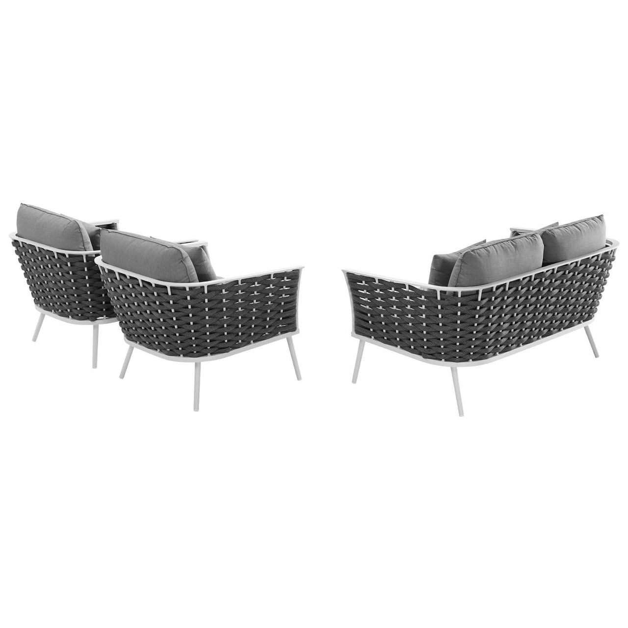 Stellan 3-Piece Alfresco Sectional Sofa Set, White & Gray