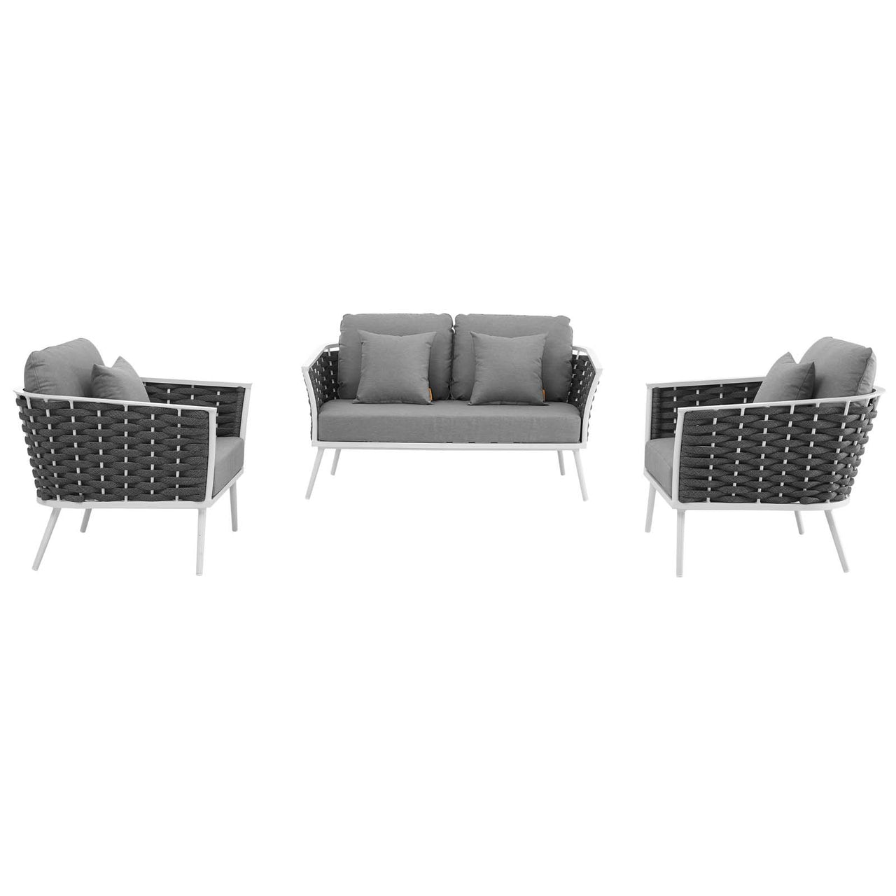 Stellan 3-Piece Alfresco Sectional Sofa Set, White & Gray