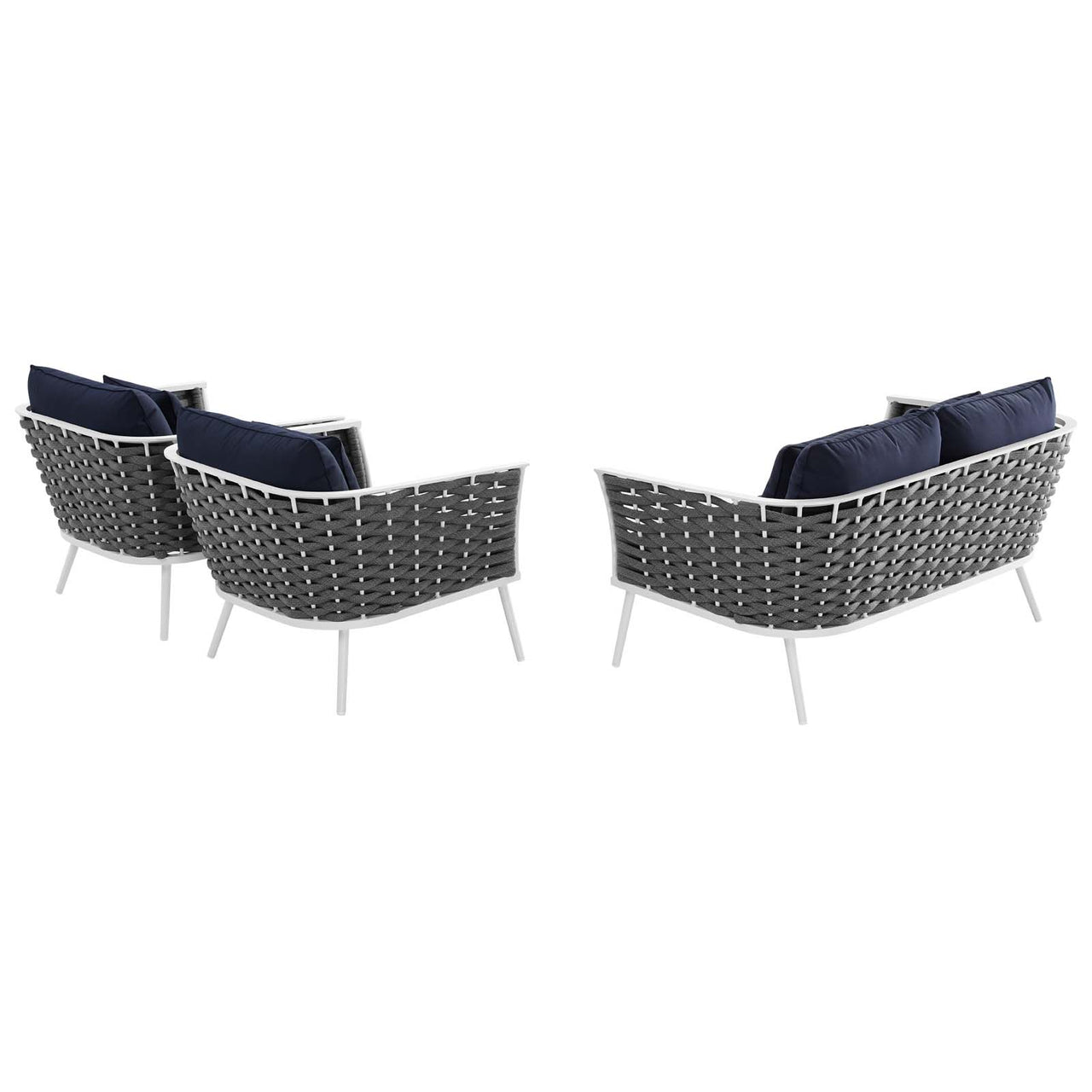 Stellan 3-Piece Alfresco Sectional Sofa Set, White & Navy
