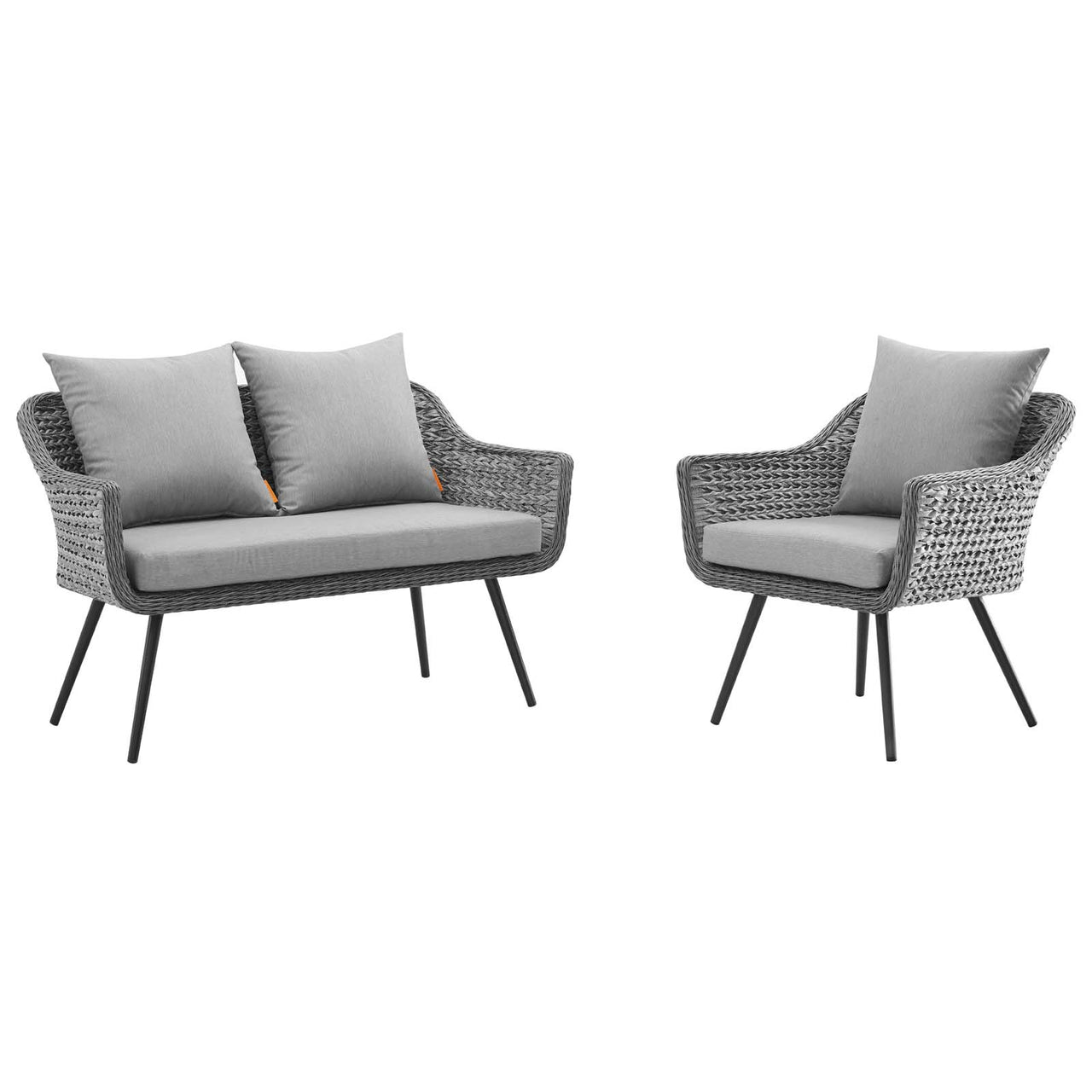 Stratus 2-Piece Alfresco Woven Loveseat and Armchair Set, Gray
