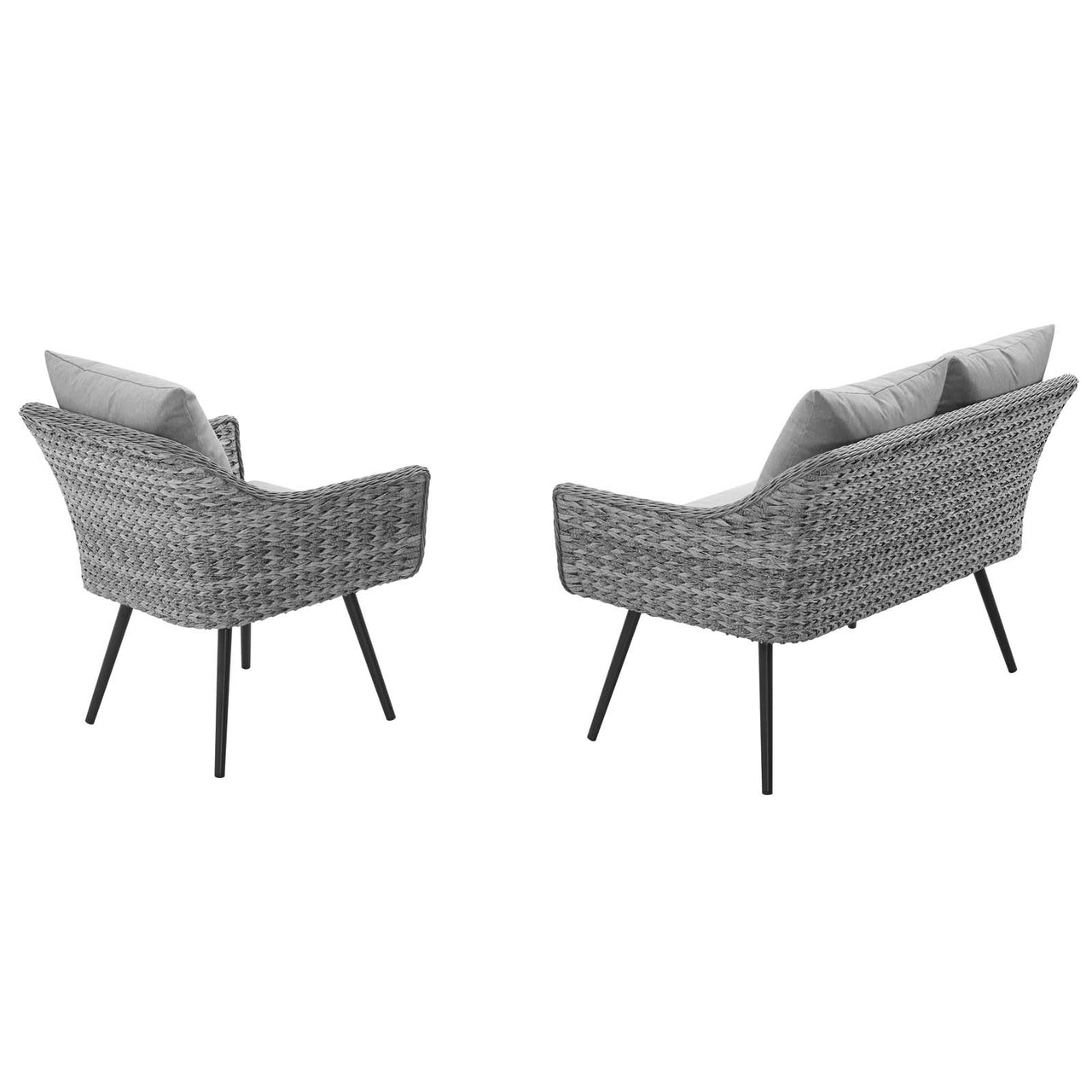 Stratus 2-Piece Alfresco Woven Loveseat and Armchair Set, Gray