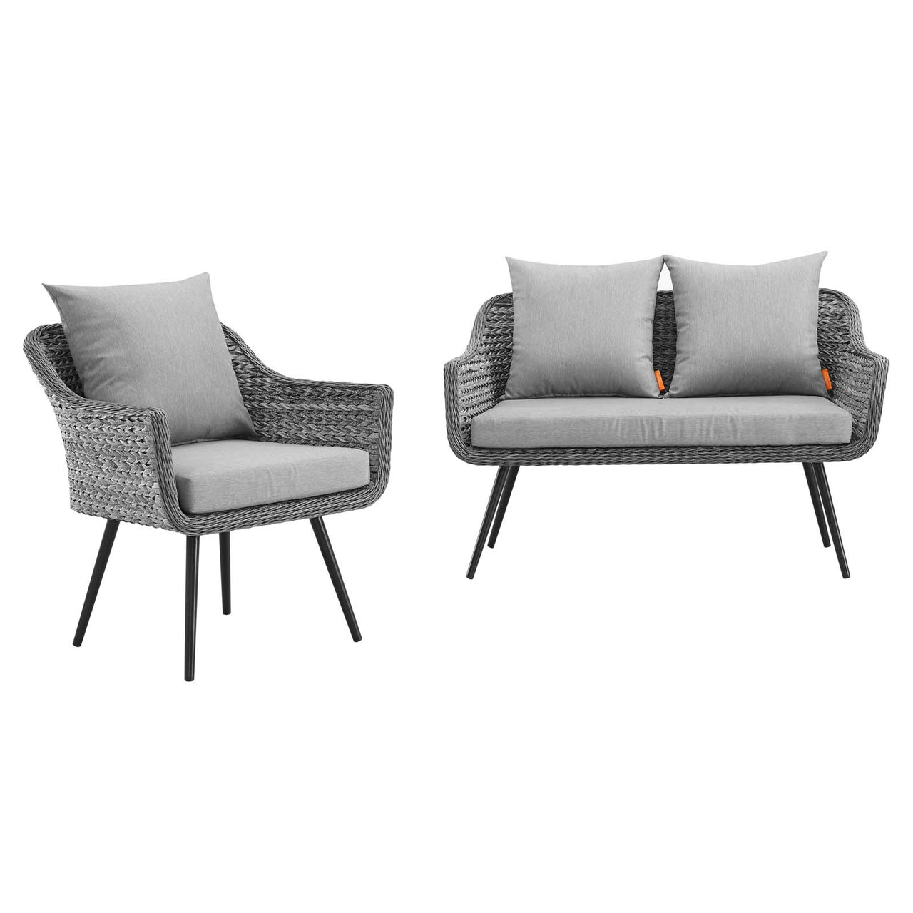 Stratus 2-Piece Alfresco Woven Loveseat and Armchair Set, Gray