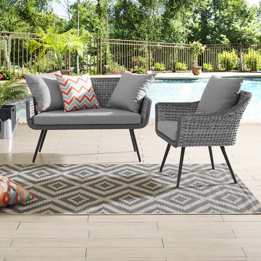 Stratus 2-Piece Alfresco Woven Loveseat and Armchair Set, Gray