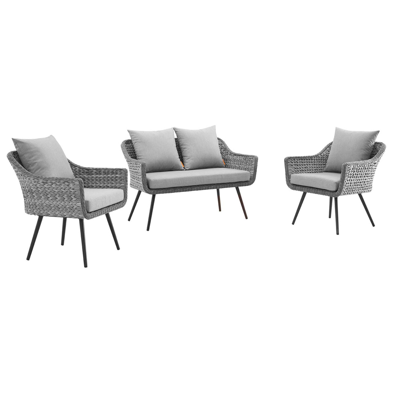 Stratus 3-Piece Alfresco Woven Loveseat and Armchair Set, Gray