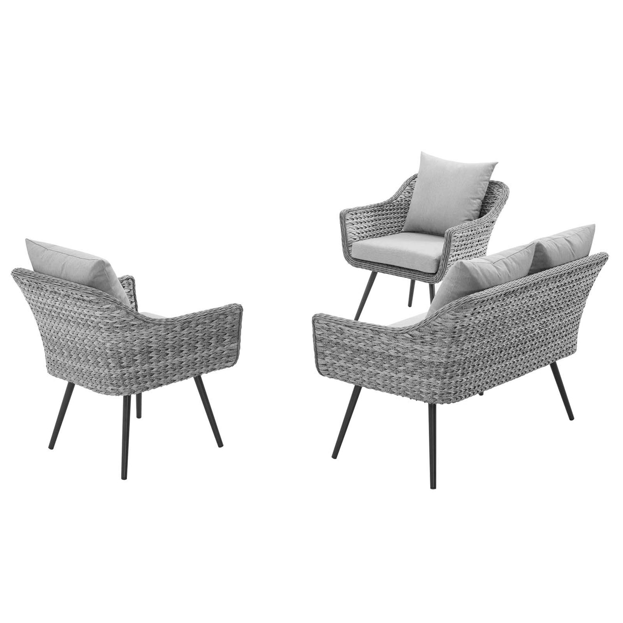 Stratus 3-Piece Alfresco Woven Loveseat and Armchair Set, Gray