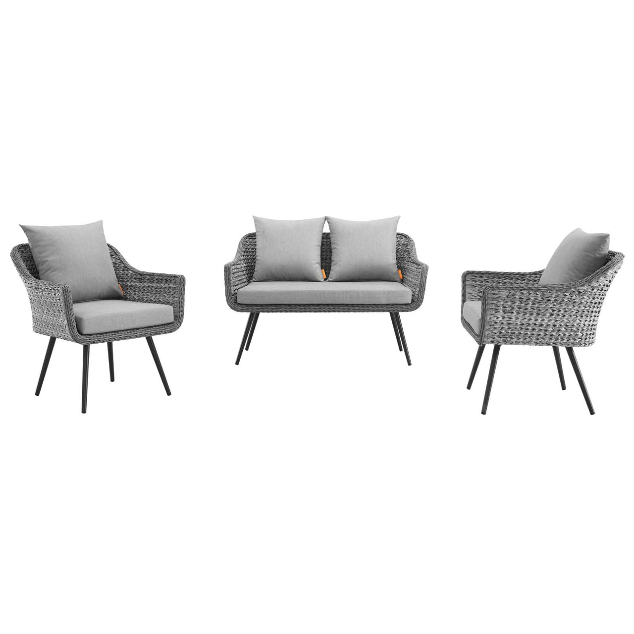 Stratus 3-Piece Alfresco Woven Loveseat and Armchair Set, Gray