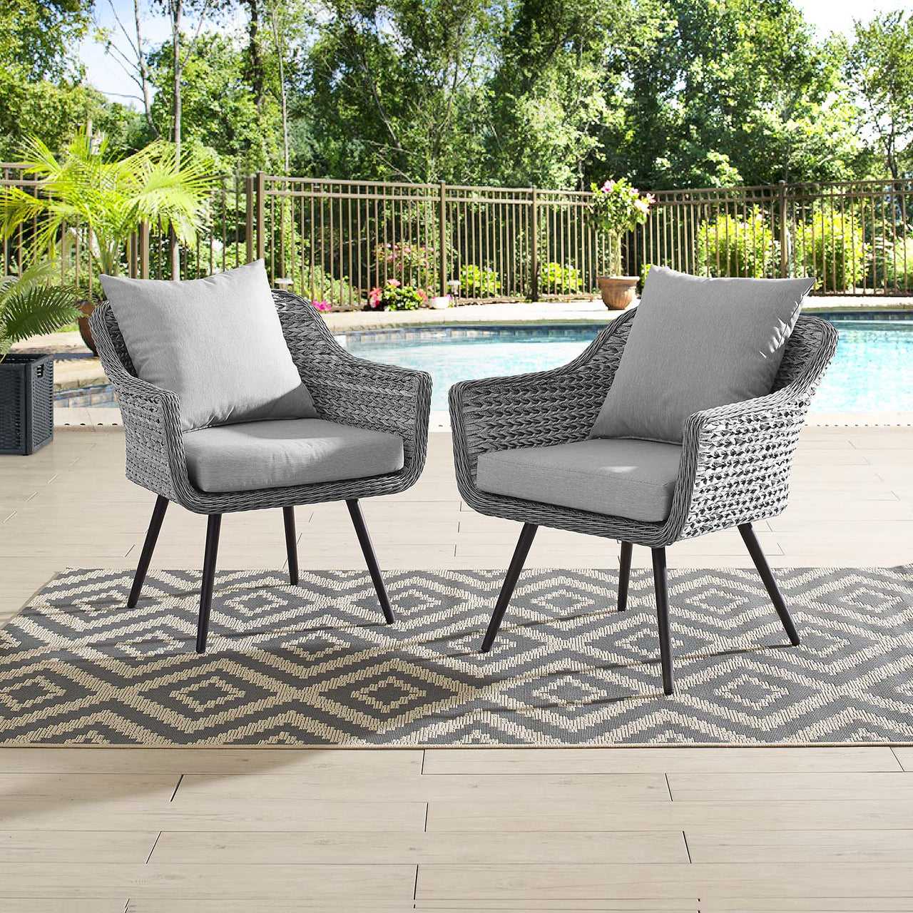 Stratus Alfresco Woven Armchair Set of 2, Gray