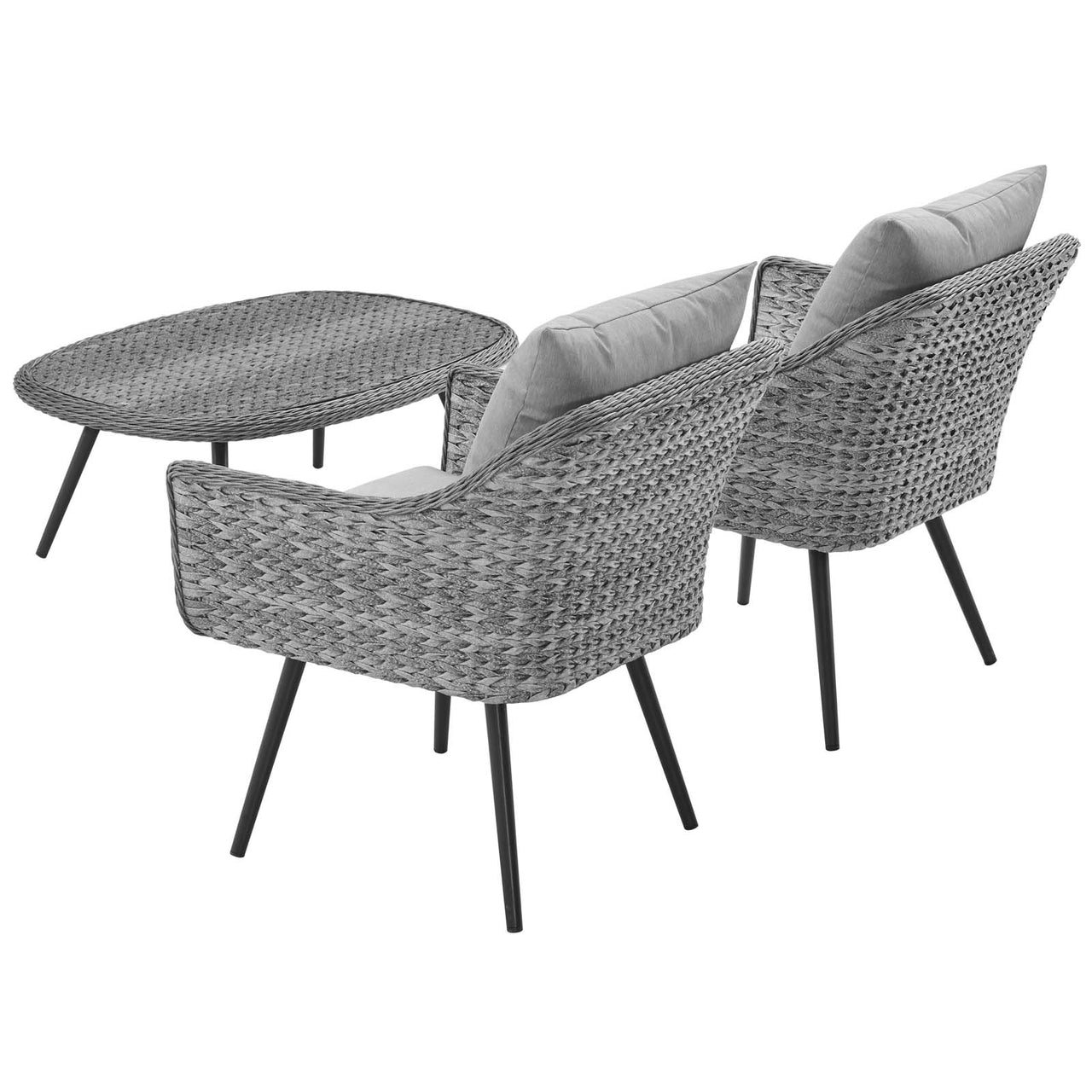 Stratus 3-Piece Alfresco Woven Armchair and Coffee Table Set, Gray