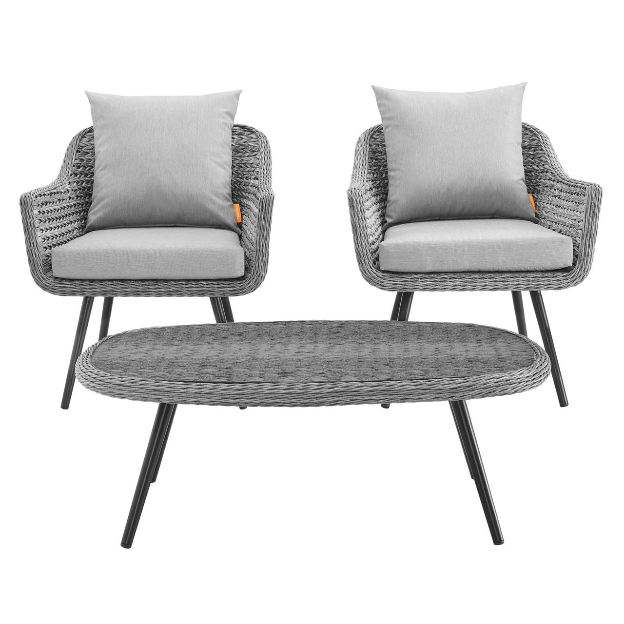 Stratus 3-Piece Alfresco Woven Armchair and Coffee Table Set, Gray