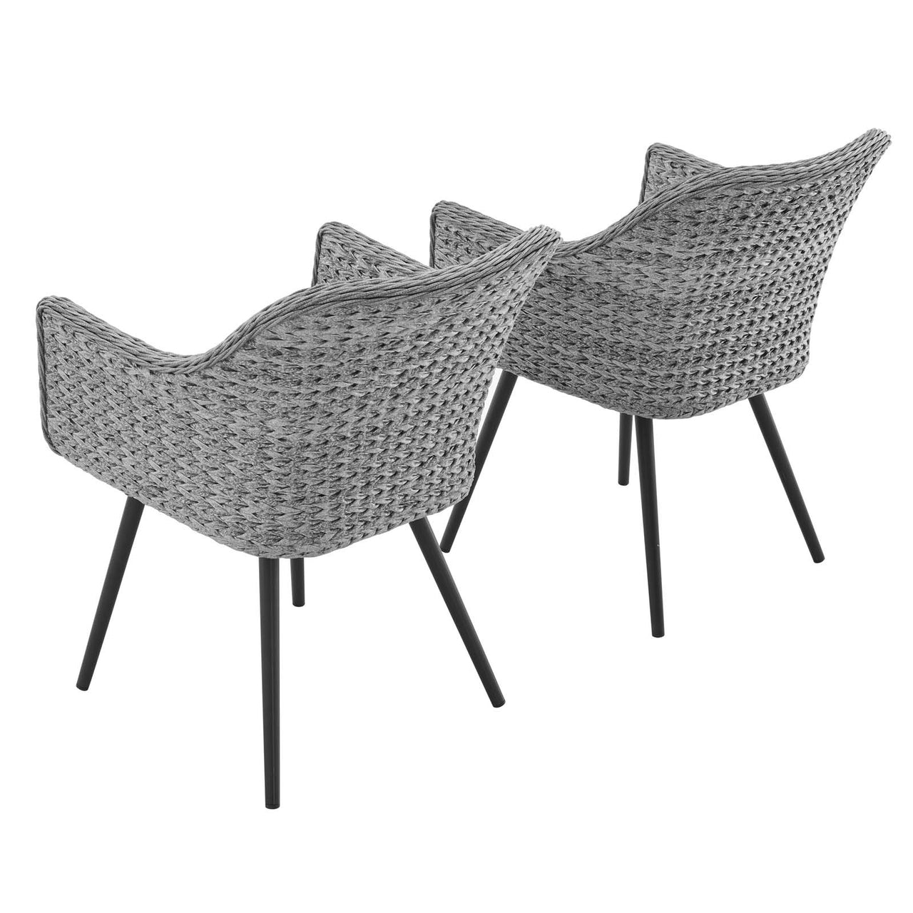 Endeavor Outdoor Patio Wicker Rattan Dining Armchair Set of 2, Gray & Gray