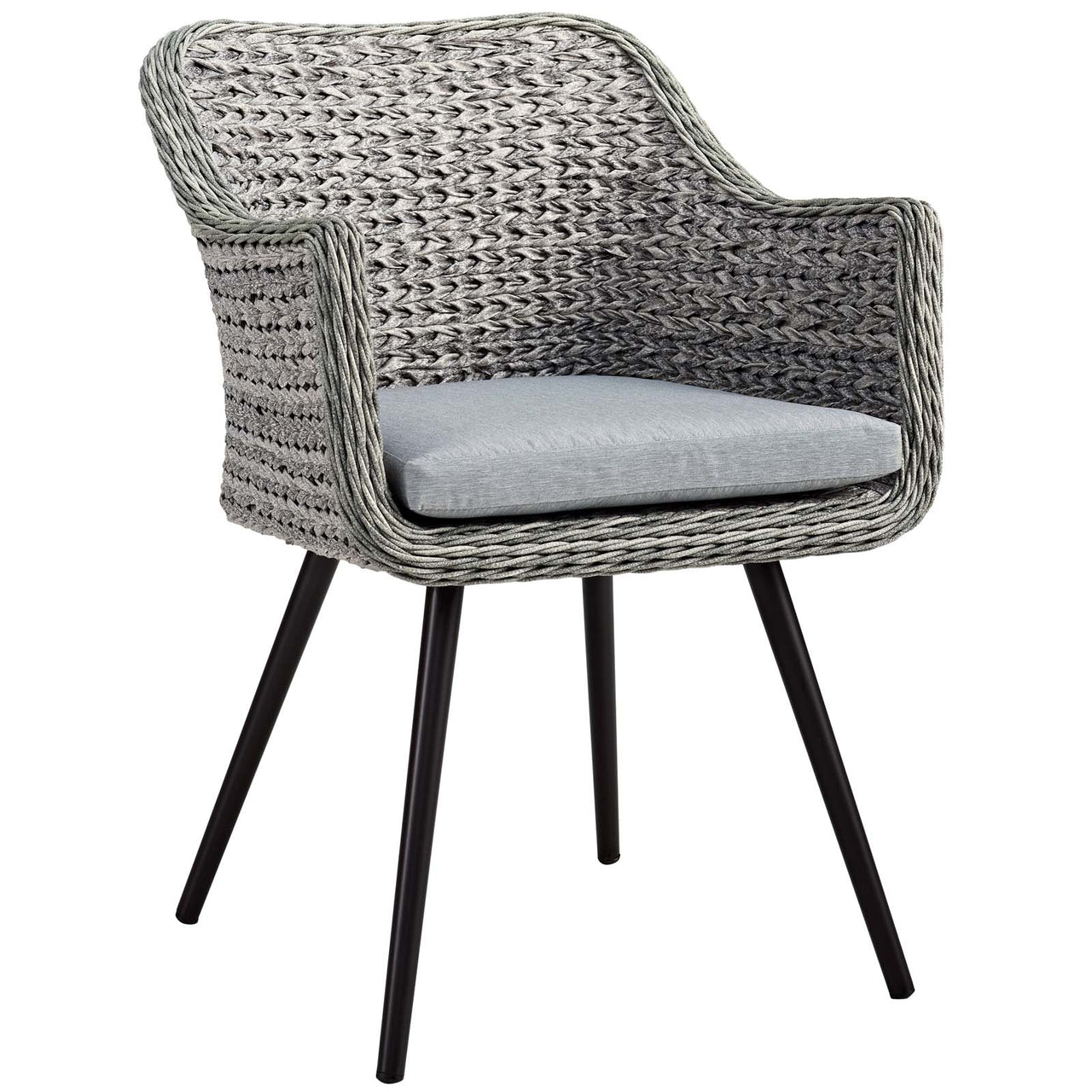Endeavor Outdoor Patio Wicker Rattan Dining Armchair Set of 2, Gray & Gray