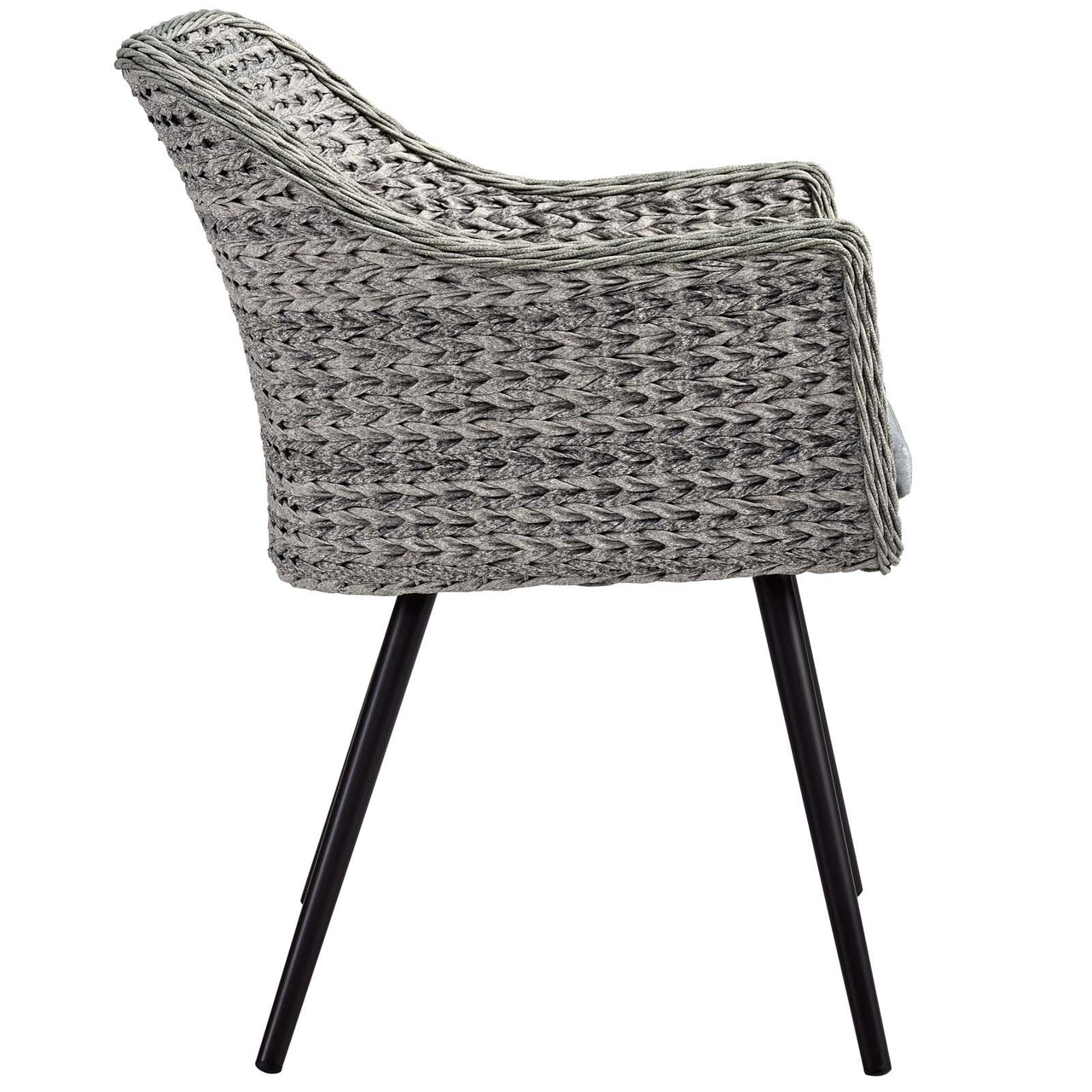 Endeavor Outdoor Patio Wicker Rattan Dining Armchair Set of 2, Gray & Gray