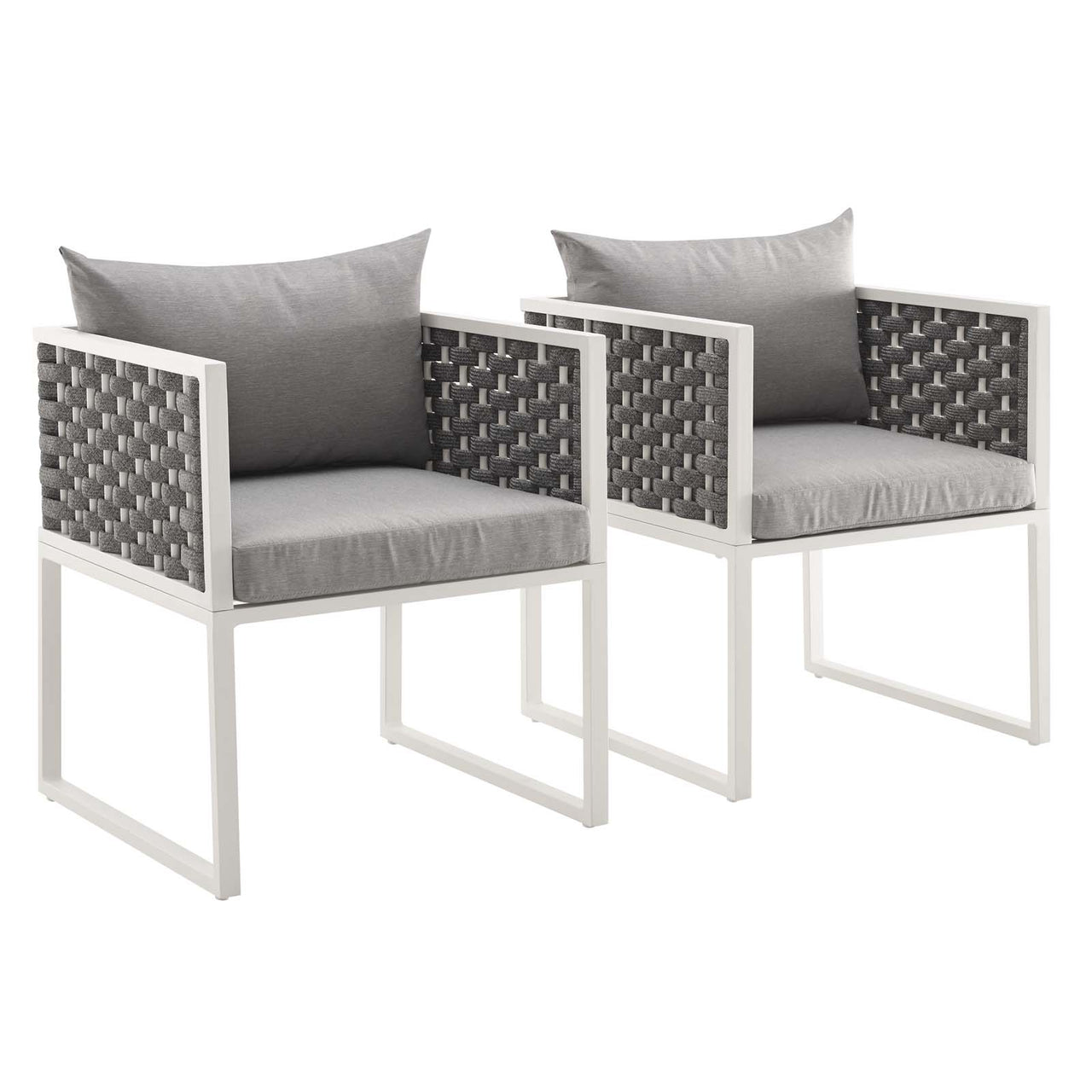 Stellan Alfresco Dining Armchair Set of 2, White & Gray
