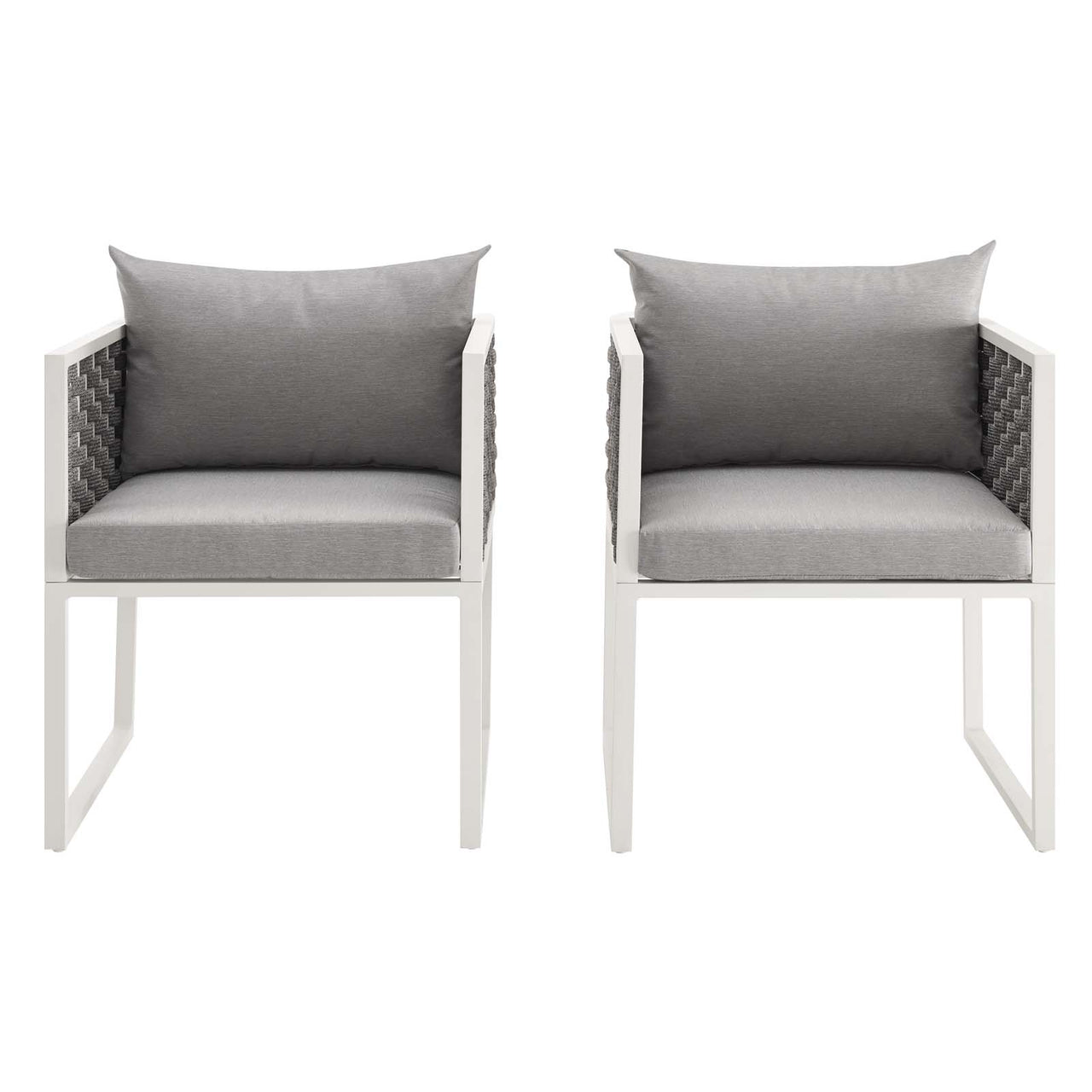 Stellan Alfresco Dining Armchair Set of 2, White & Gray