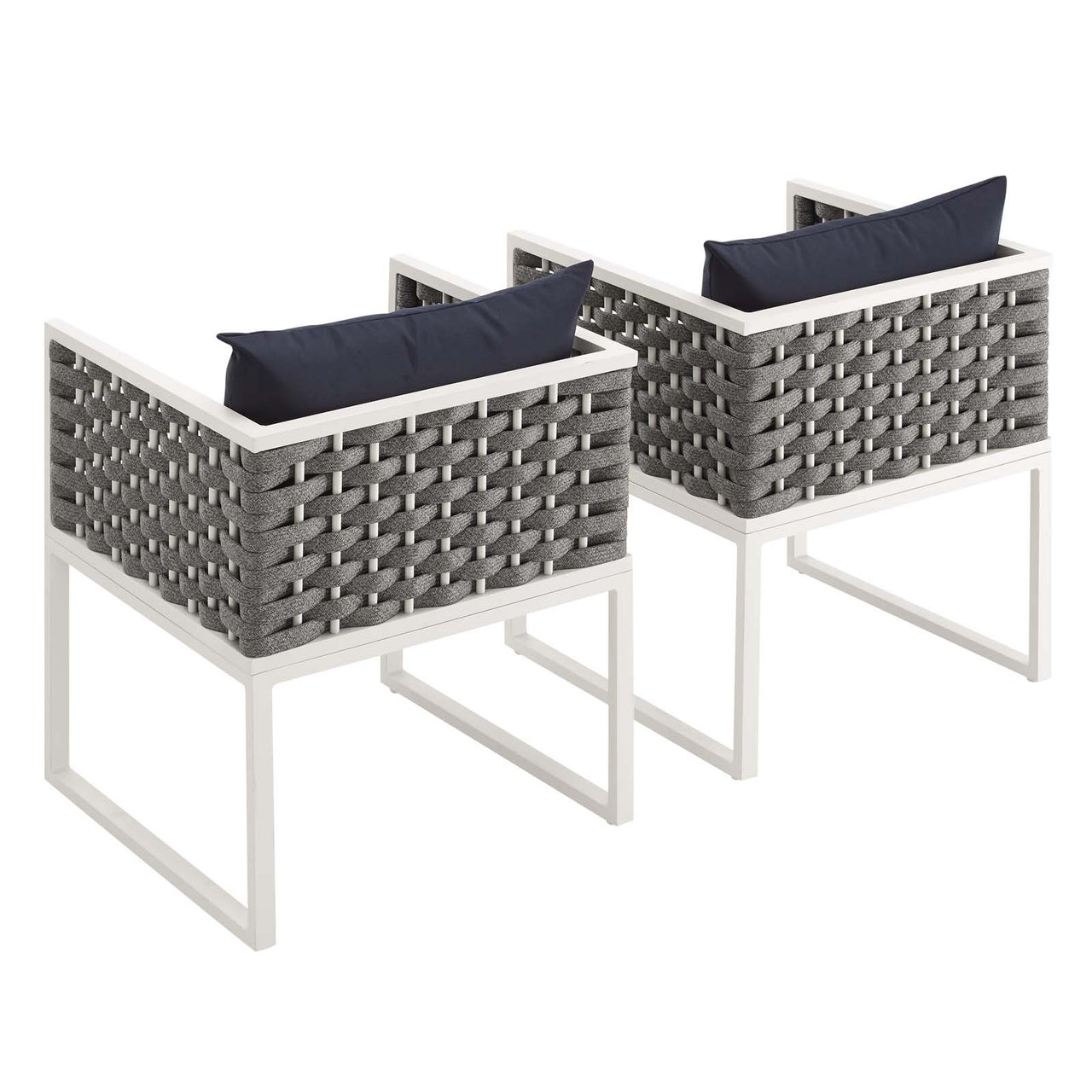Stellan Alfresco Dining Armchair Set of 2, White & Navy