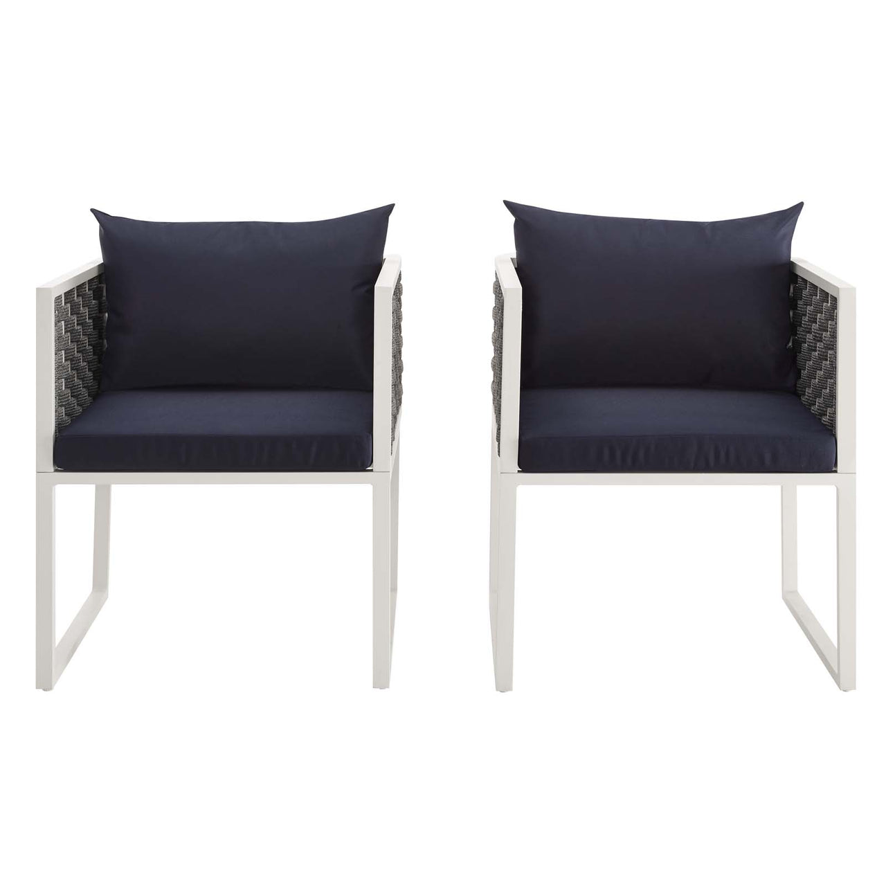 Stellan Alfresco Dining Armchair Set of 2, White & Navy