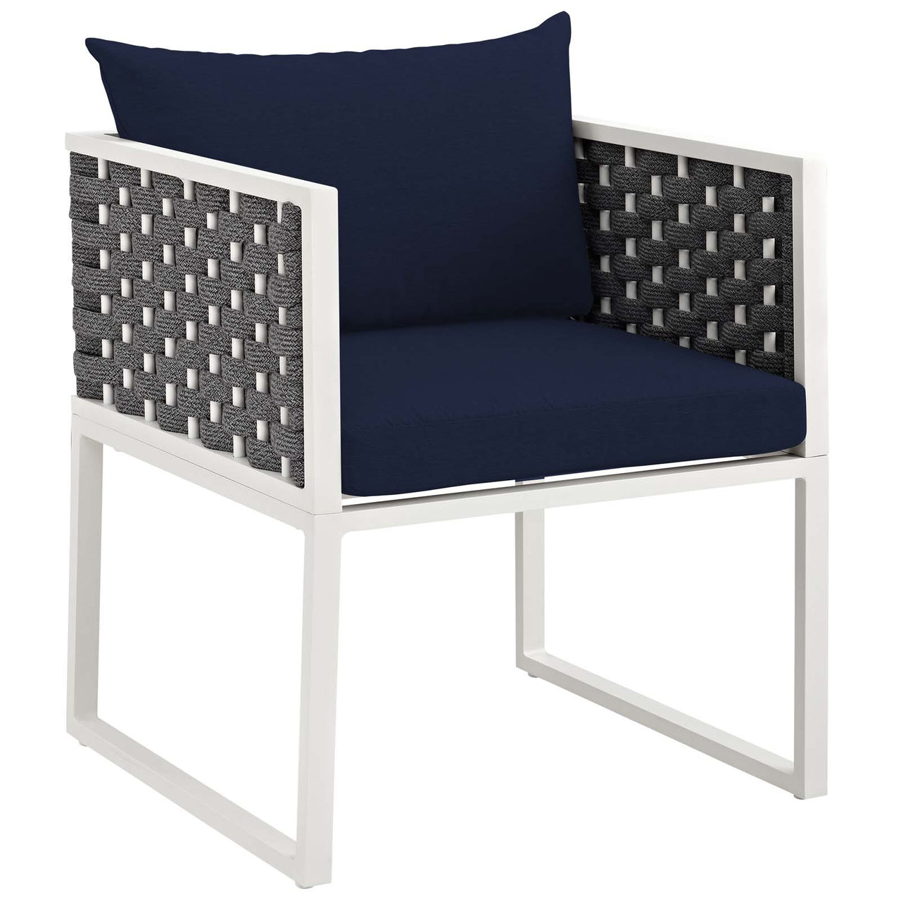 Stellan Alfresco Dining Armchair Set of 2, White & Navy