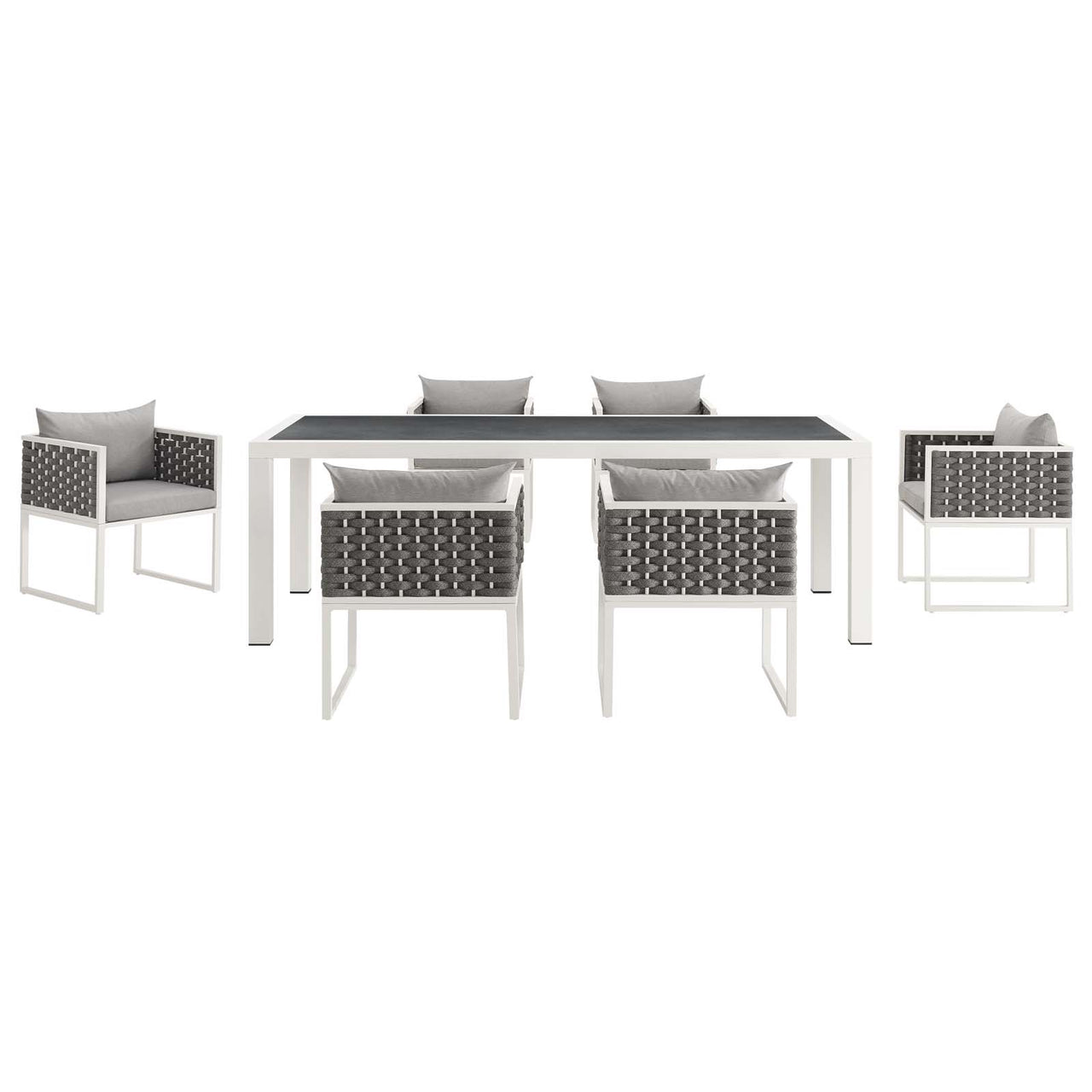 Stellan 7-Piece Alfresco Dining Set, White & Gray