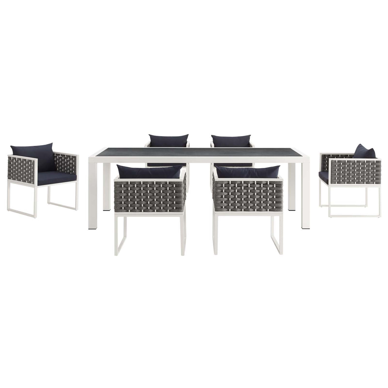 Stellan 7-Piece Alfresco Dining Set, White & Navy
