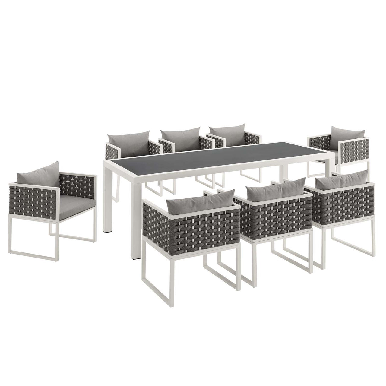 Stellan 9-Piece Alfresco Dining Set, White & Gray