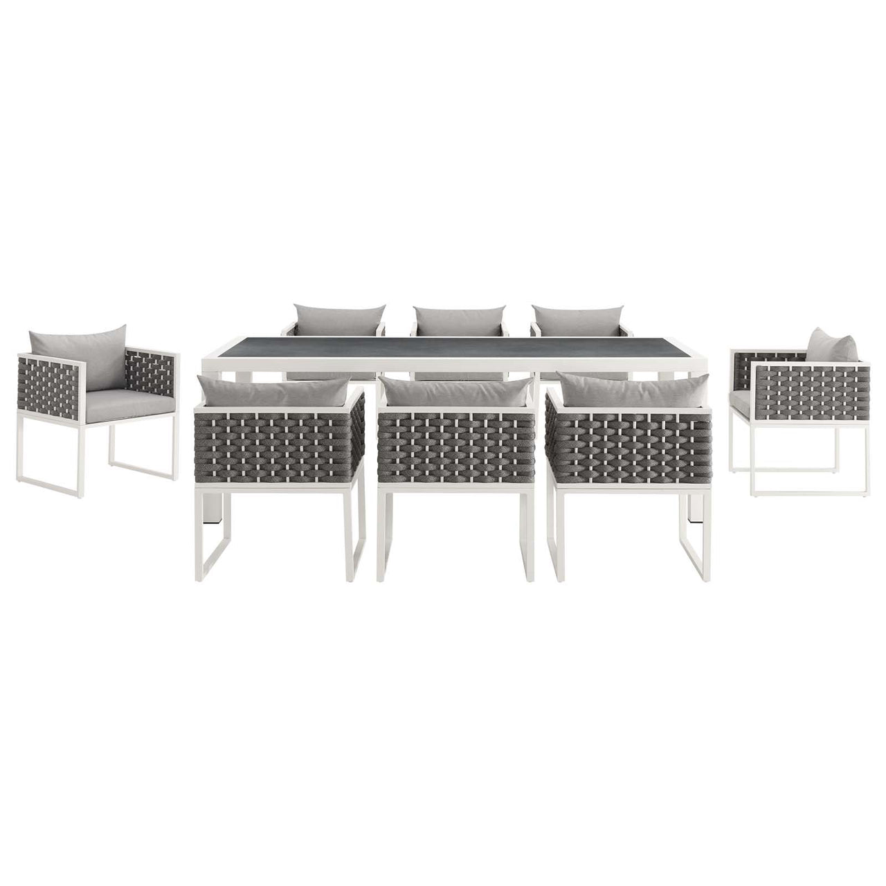Stellan 9-Piece Alfresco Dining Set, White & Gray