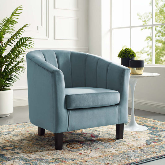 Alessa Upholstered Velvet Armchair, Light Blue