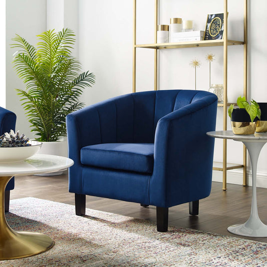 Alessa Upholstered Velvet Armchair, Navy