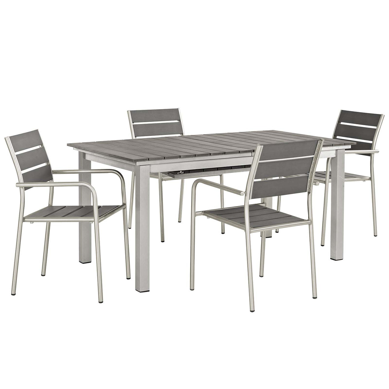 Shorea 5-Piece Alfresco Dining Set, Silver & Gray