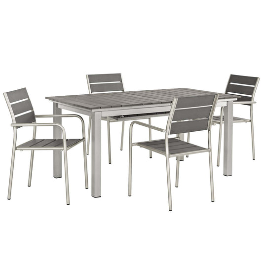 Shorea 5-Piece Alfresco Dining Set, Silver & Gray