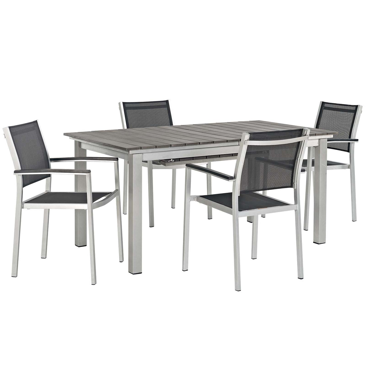Shorea 5-Piece Alfresco Dining Set, Silver & Black