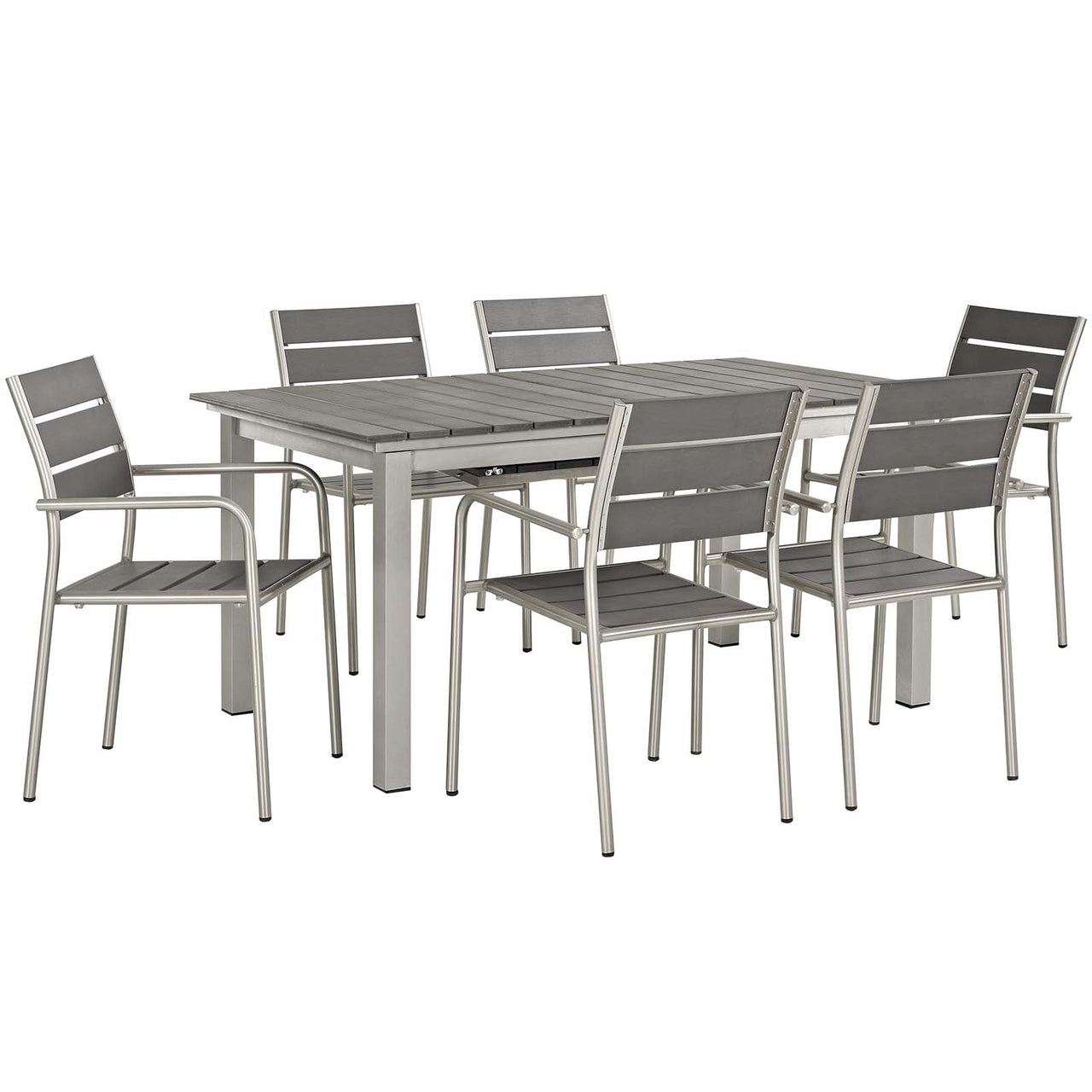 Shorea 7-Piece Alfresco Dining Set, Silver & Gray