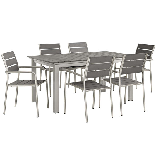 Shorea 7-Piece Alfresco Dining Set, Silver & Gray