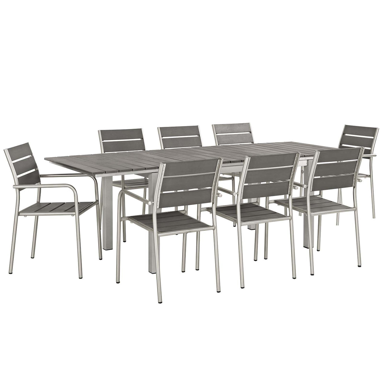 Shorea 9-Piece Alfresco Dining Set, Silver & Gray