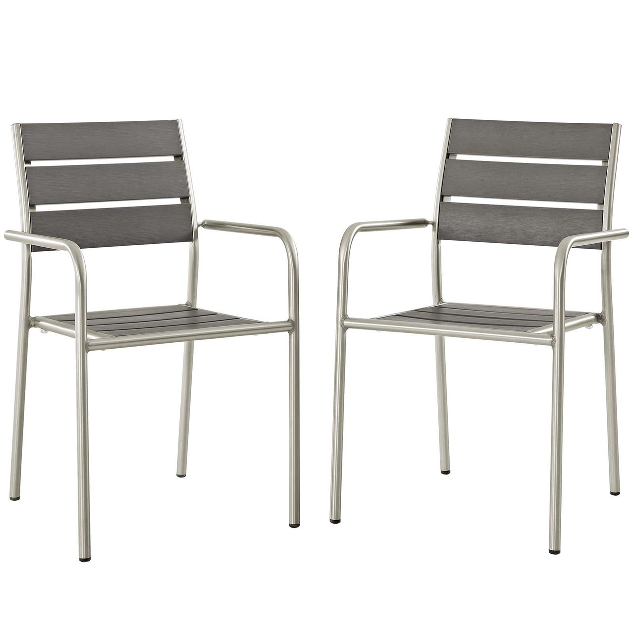 Shorea Alfresco Dining Rounded Armchair Set of 2, Silver & Gray