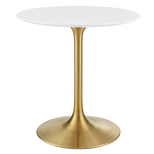 Ensemble Round Dining Table, Extra Small, Gold & White