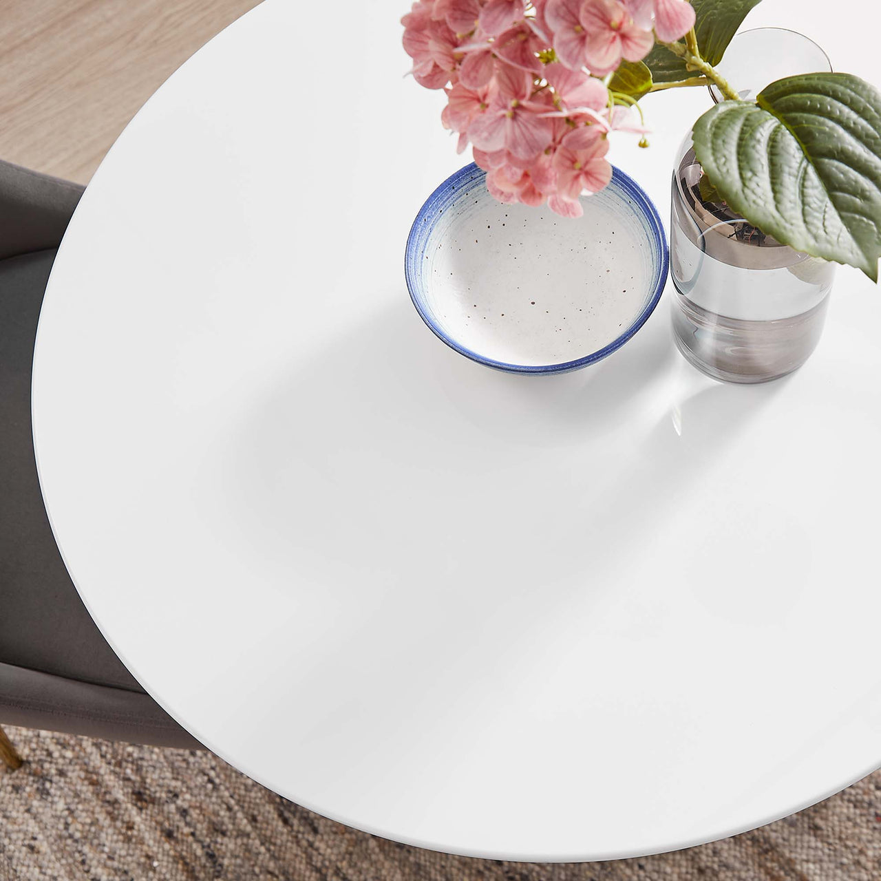 Ensemble Round Dining Table, Extra Small, Gold & White