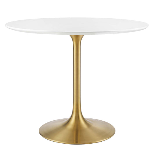 Ensemble Round Dining Table, Small, Gold & White