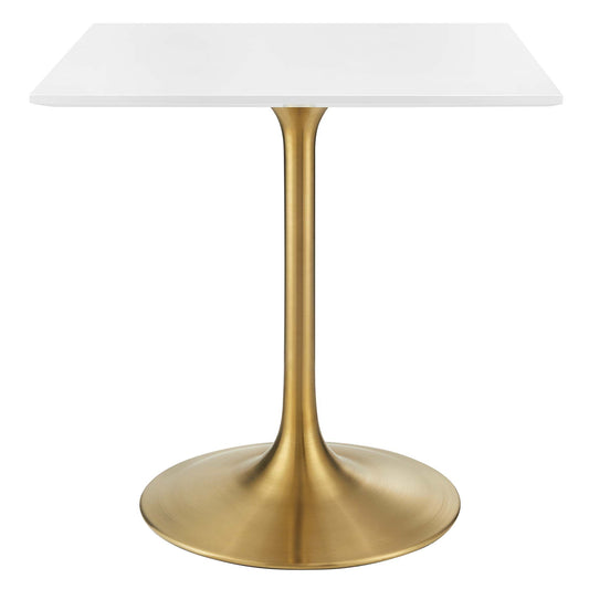 Ensemble Square Dining Table, Small, Gold & White