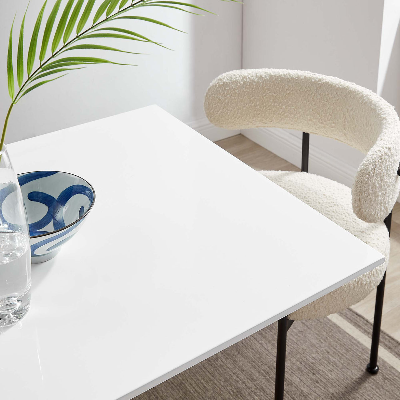 Ensemble Square Dining Table, Small, Gold & White