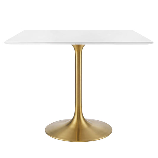 Ensemble Square Dining Table, Medium, Gold & White