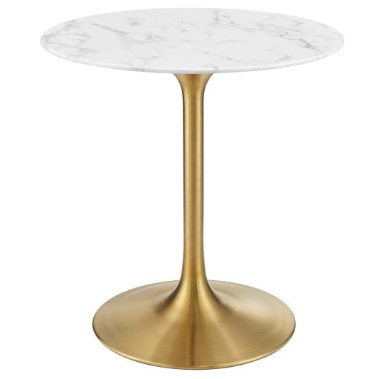 Ensemble Round Faux Marble Dining Table, Extra Small, Gold & White