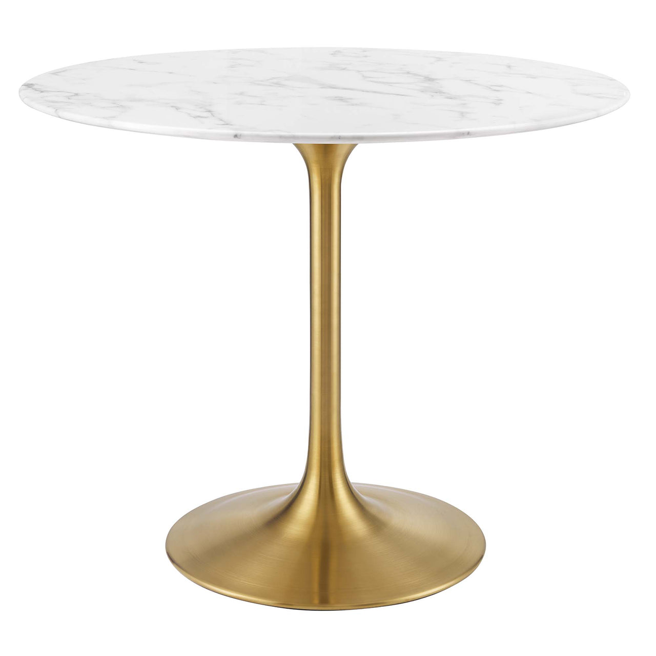 Ensemble Round Faux Marble Dining Table, Small, Gold & White