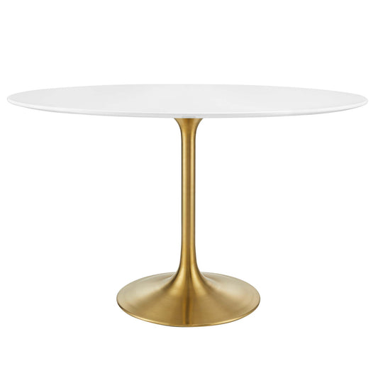 Ensemble Oval Dining Table, Small, Gold & White
