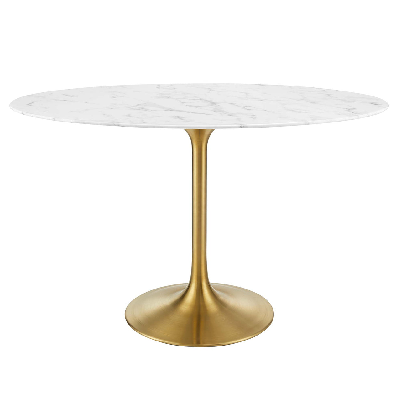 Ensemble Oval Faux Marble Dining Table, Small, Gold & White