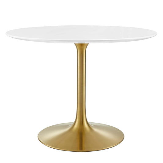 Ensemble Round Dining Table, Medium, Gold & White