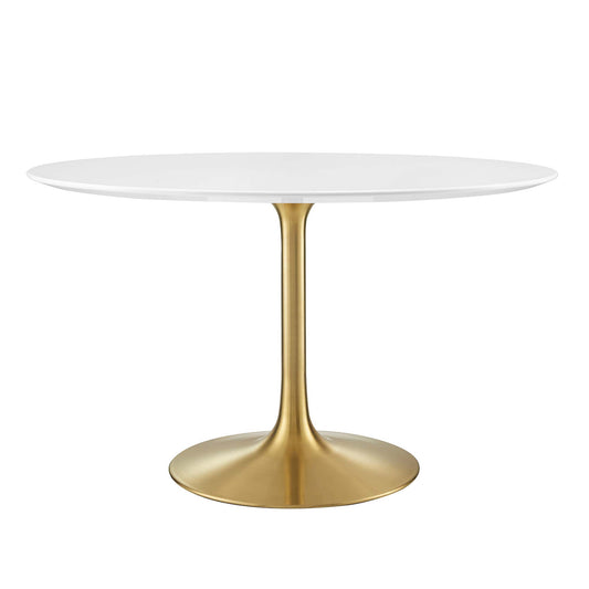 Ensemble Round Dining Table, Large, Gold & White