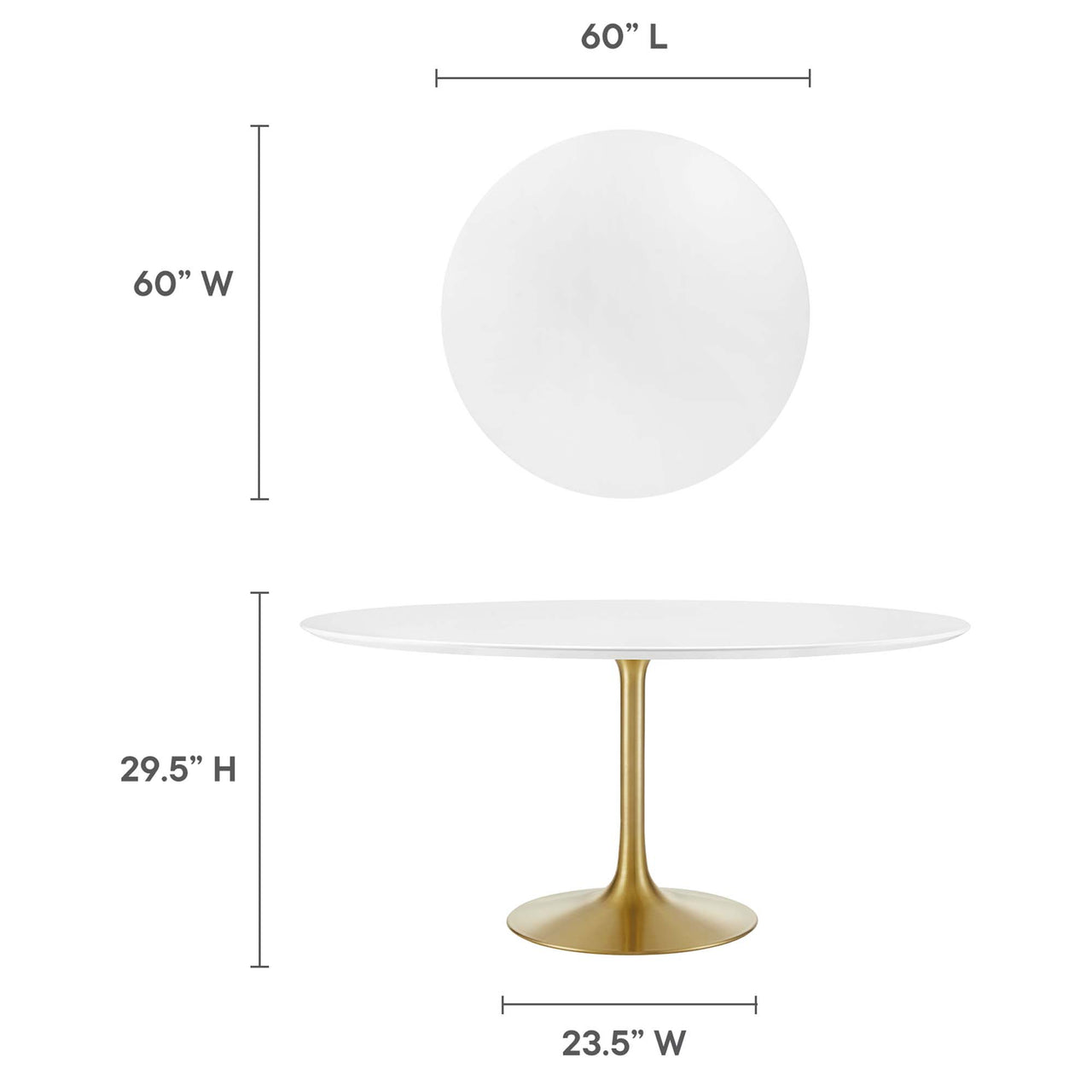 Ensemble Round Dining Table, XXL, Gold & White