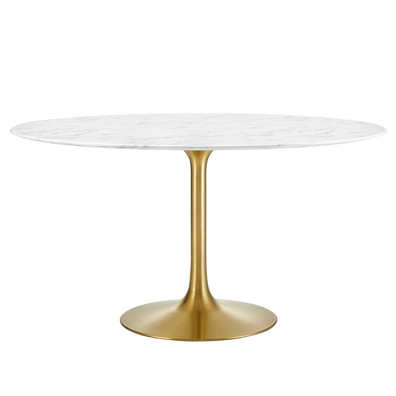 Ensemble Round Faux Marble Dining Table, Extra Large, Gold & White